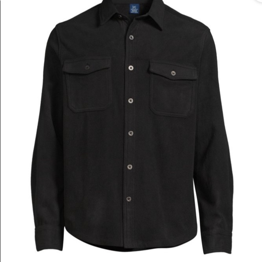 New George mens black micro fleece button up shirt size S(34-36)